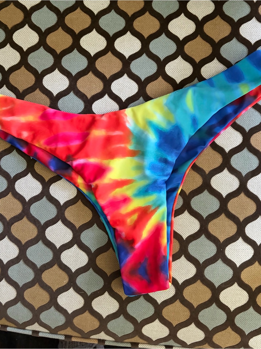 Zaful Rainbow Tie-Dye Bikini Bottom - Red, Yellow, Blue